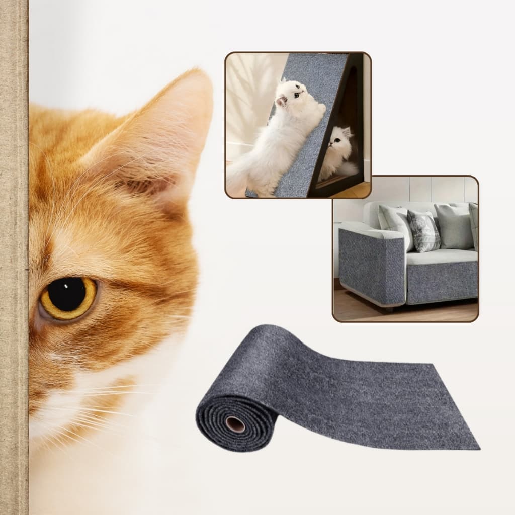 Arranhador Auto Adesivo para Gato Cinza - Protetor de Sofá - Cama Box - Portas - Paredes em Carpete Premium