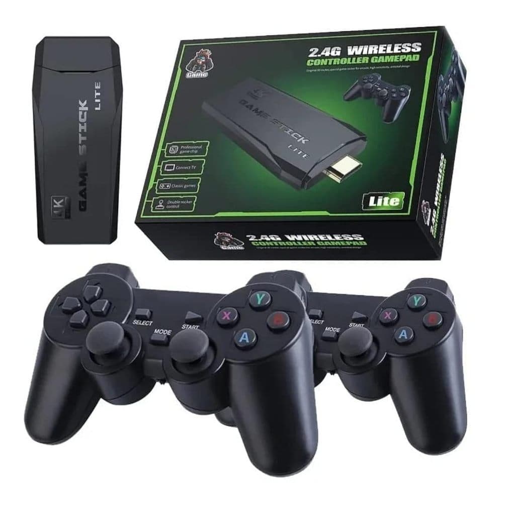 Video Game Stick Vídeo Game 4k HD 20mil Jogos 64gb 2 Controles Sem Fio HDMI