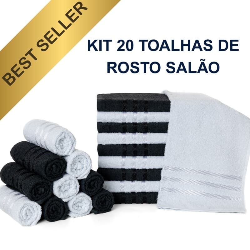 Kit 20 Toalhas de Rosto Salao Branco ou Preto 45x70cm 100% Algodao