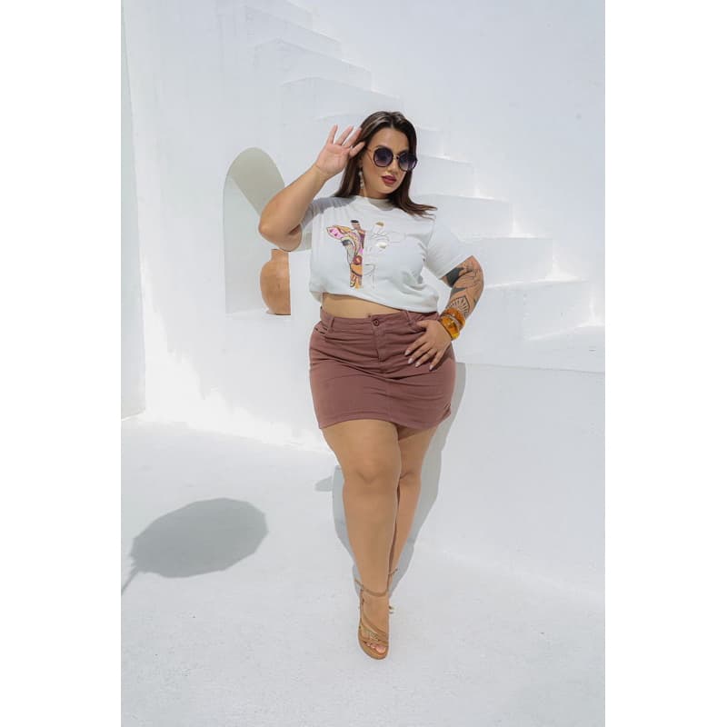 T-Shirt Plus Size Blusa Feminina Girafa Metalizada Estilosa