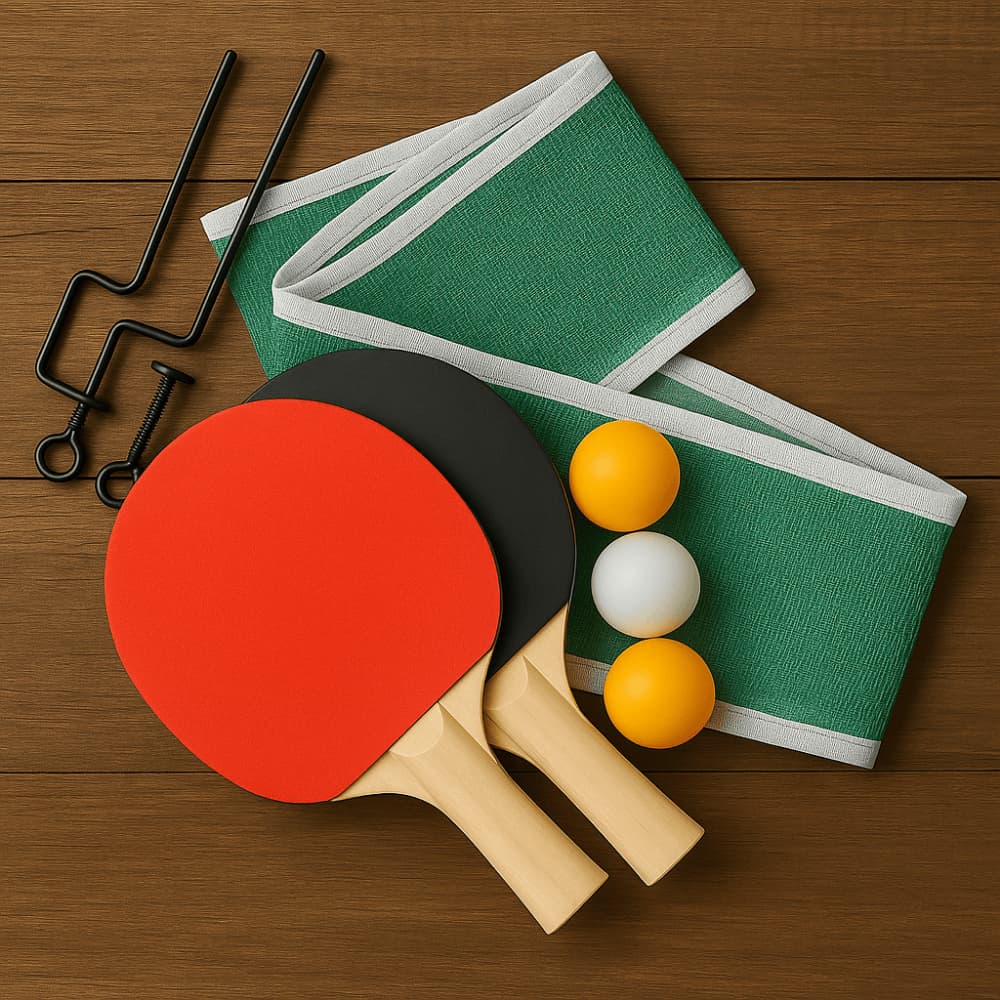 Kit Ping Pong com 2 Raquetes e 3 Bolinhas Com Suporte e Rede 120cm Tênis de Mesa Iniciantes