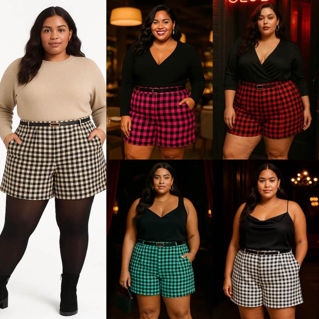Short Feminino Plus Size Xadrez Alfaiataria Festa Junina G1 ao G4