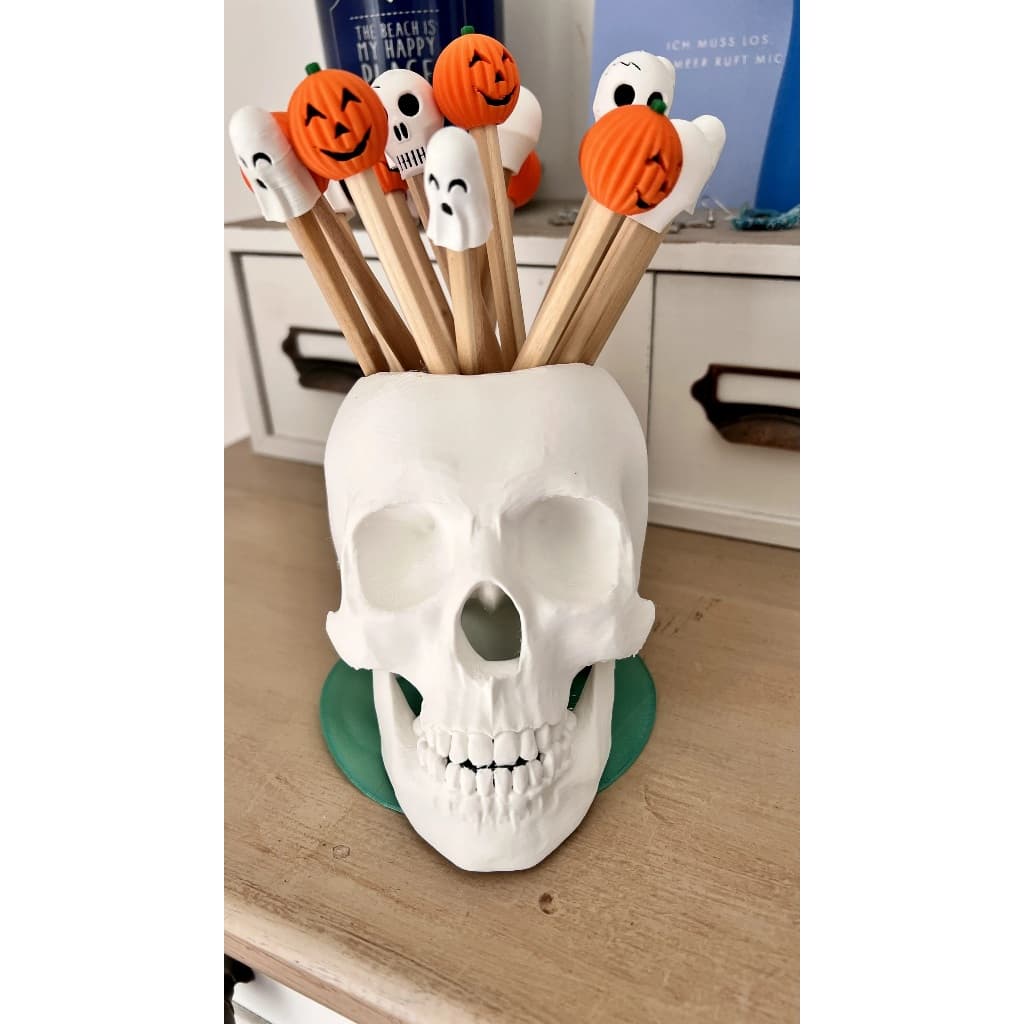 Porta-Canetas Em Formato De Caveir Para Mesa Estilo Criativo Decorativo Para Escritório Ou Estudo