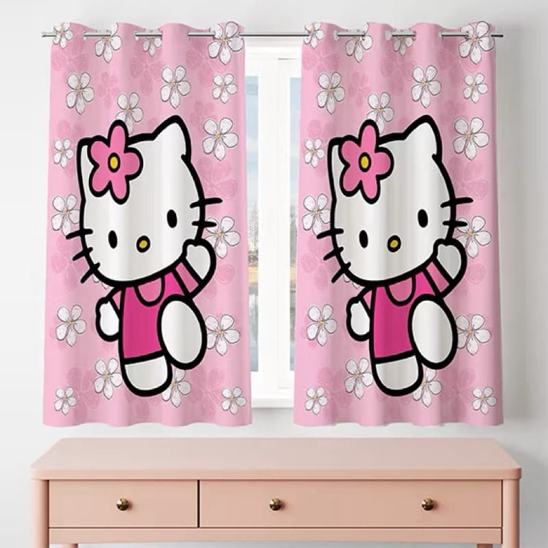 CORTINA INFANTIL PARA JANELA HELLO KITTY QUARTO DE MENINA ILHÓS TECIDO ESTAMPADO