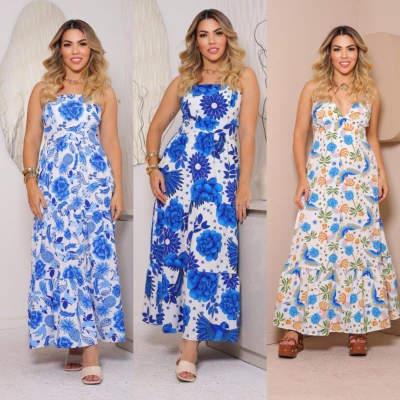 Vestido Longo Feminino Lastex Nas Costas Festa Elegante Casamento Tecido Estampado.