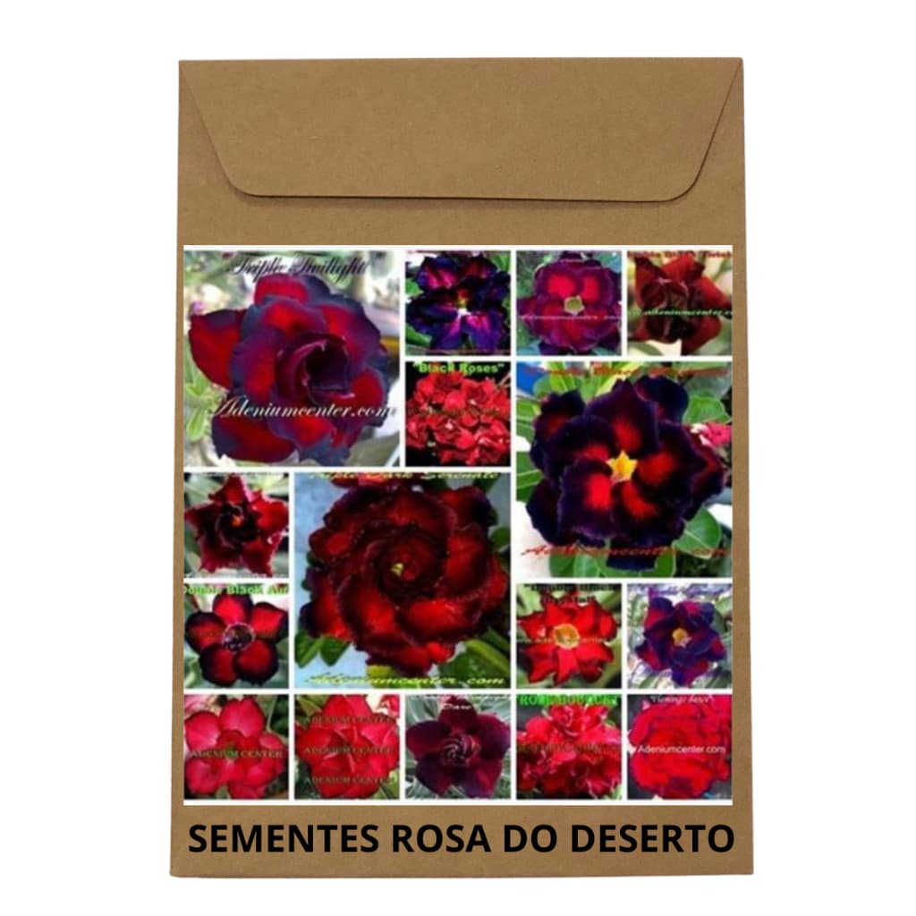 Pacote com 50 Sementes de Rosa do Deserto na cor VERMELHA COM NEGRA