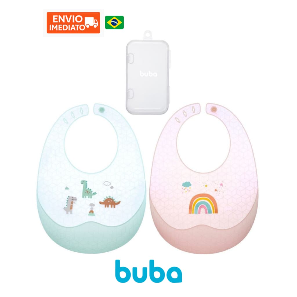Babador de Silicone Buba com Estojo Portátil com Fecho Ajustável Bolso Migalhas Premium