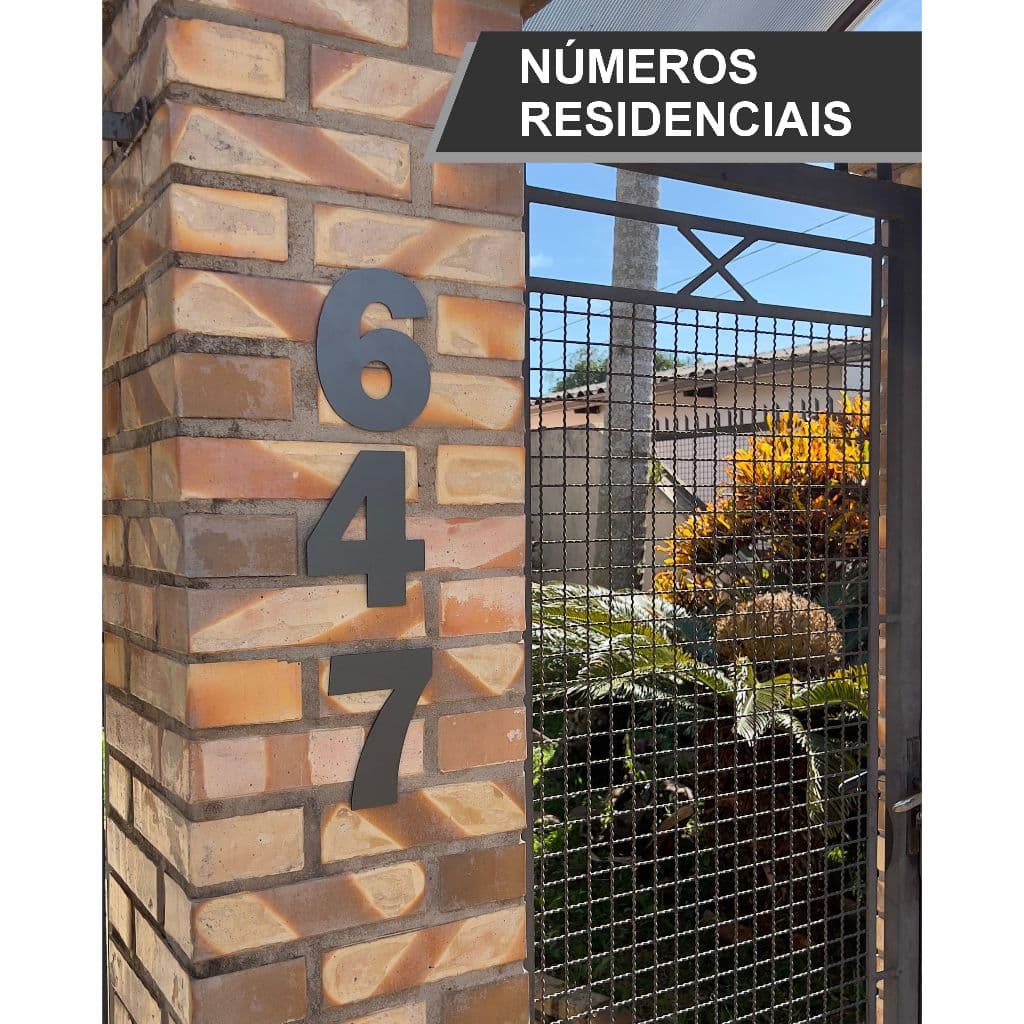 Kit 3 Números Residenciais Casa Apartamento em ACM Cinza Escuro Com Dupla Face 15 cm