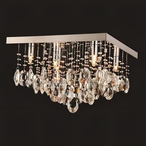 Plafon Cristal Pantheon Quadrado 6 Lâmpadas Blumenau Transp Cor Transparente 110v/220v