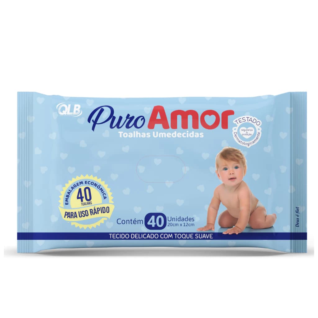 Toalhas Umidecidas Puro Amor c/ 40 - Limpeza com qualidade