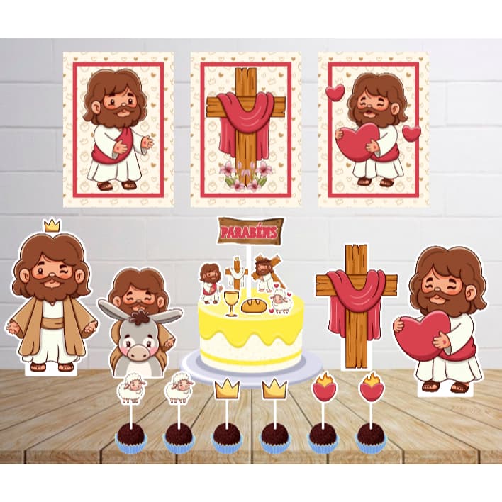 Kit Só um Bolinho -JESUS SALVADOR- Kit Festa em casa  - Aniversário, Mêsversário