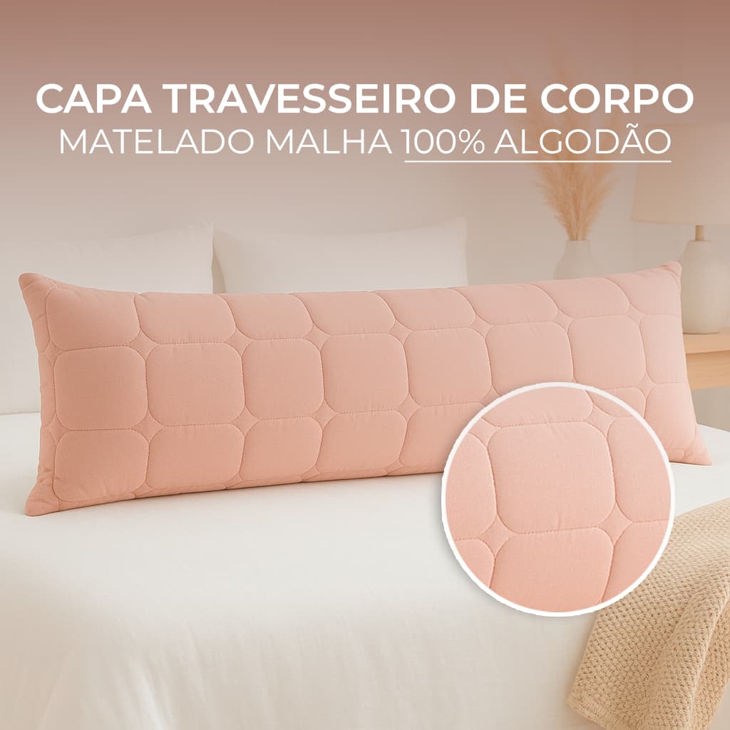 Capa Travesseiro de Corpo Fronha Xuxão 1,20m Com Zíper Malha 100% Algodão
