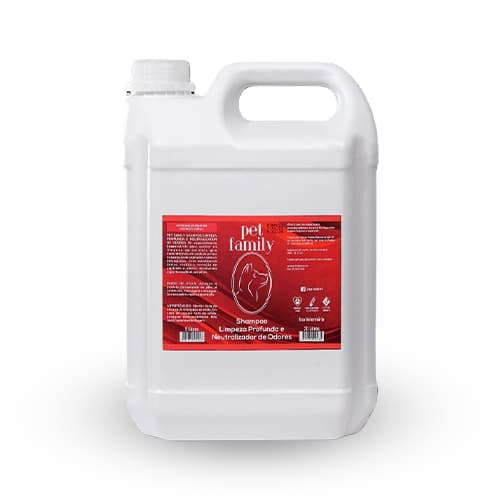 Shampoo Pet Concentrado  Limpeza Profunda Para Banho Cães e Gatos Pet Family 5L