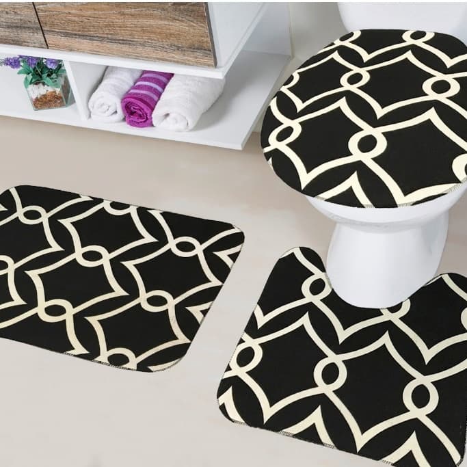 Kit 3 Tapetes Macio Antiderrapante Secagem Rápida Confortável e Absorvente Banheiro
