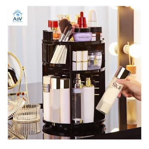 Organizador de Cosméticos e Maquiagem Giratório/ Caixa de Armazenamento Rotativo
