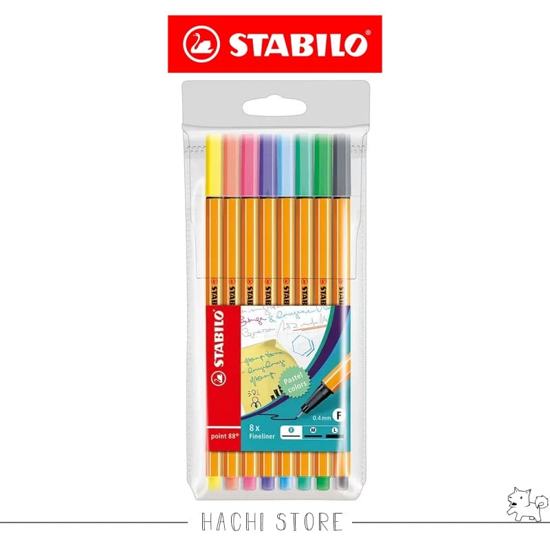 Conjunto caneta STABILO com 8x cores pastéis - Importado Alemanha 88/8-01