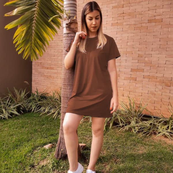 Vestido Camisetão Camiseta Básico TShirt Feminino Casual Oversize Moda Bloqueira Plus