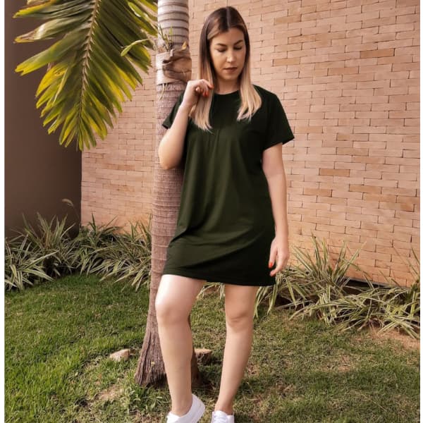 Vestido Camiseta Feminino Blusão Plus Size Casual Despojado Confortável