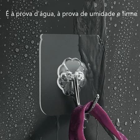 Kit Ganchos Adesivos Prateado/Transparente Para Paredes De Cozinha, Banheiro, Quartos E Casa