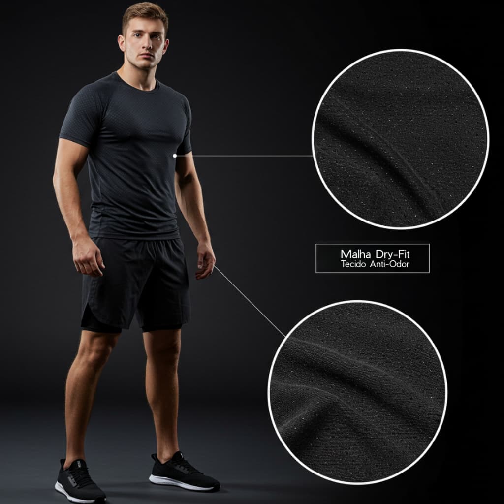 Conjunto Dry Respirável Masculino Academia Corrida