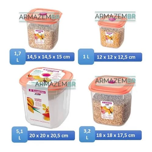 Jogo Potes Mantimentos Sanremo 4peças Sr485/3c Vac-freezer