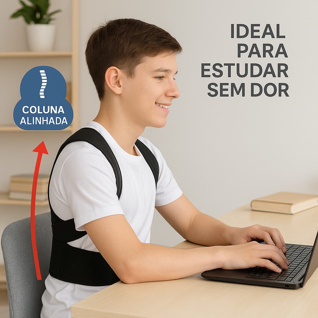 Colete Corretor Postural Para Adolescente Ajustável para Ombros Lombar e Costas  Tamanho P/M/G/GG