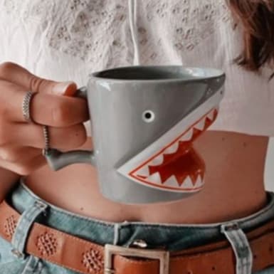 Caneca 3D forma formato Tubarão baby Shark peixe Cerâmica decoração vaso enfeite pirata