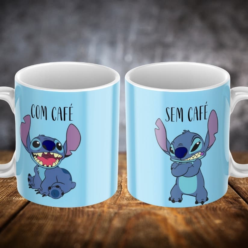 Caneca Stitch Personalizada Para Quem Ama Disney e Café