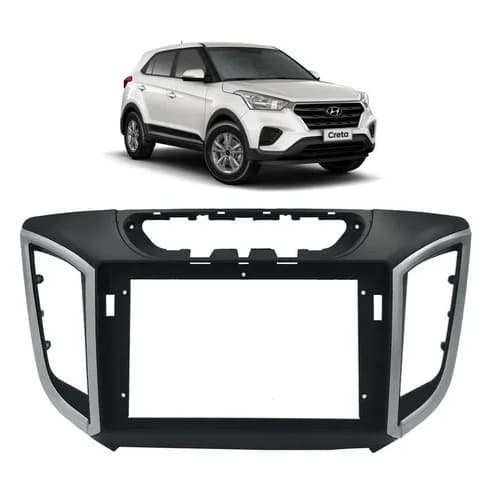 Moldura Painel  9'' Polegadas Hyundai Creta 2016 A 2021 Preto