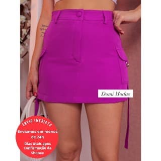 Domi Modas Short Saia com bolso lateral estilosa 5219