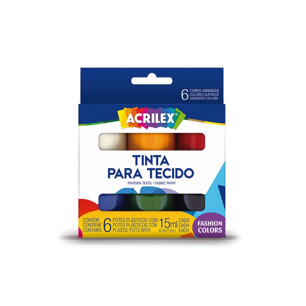 Tinta para Tecido 15ml 6 Cores - Acrilex