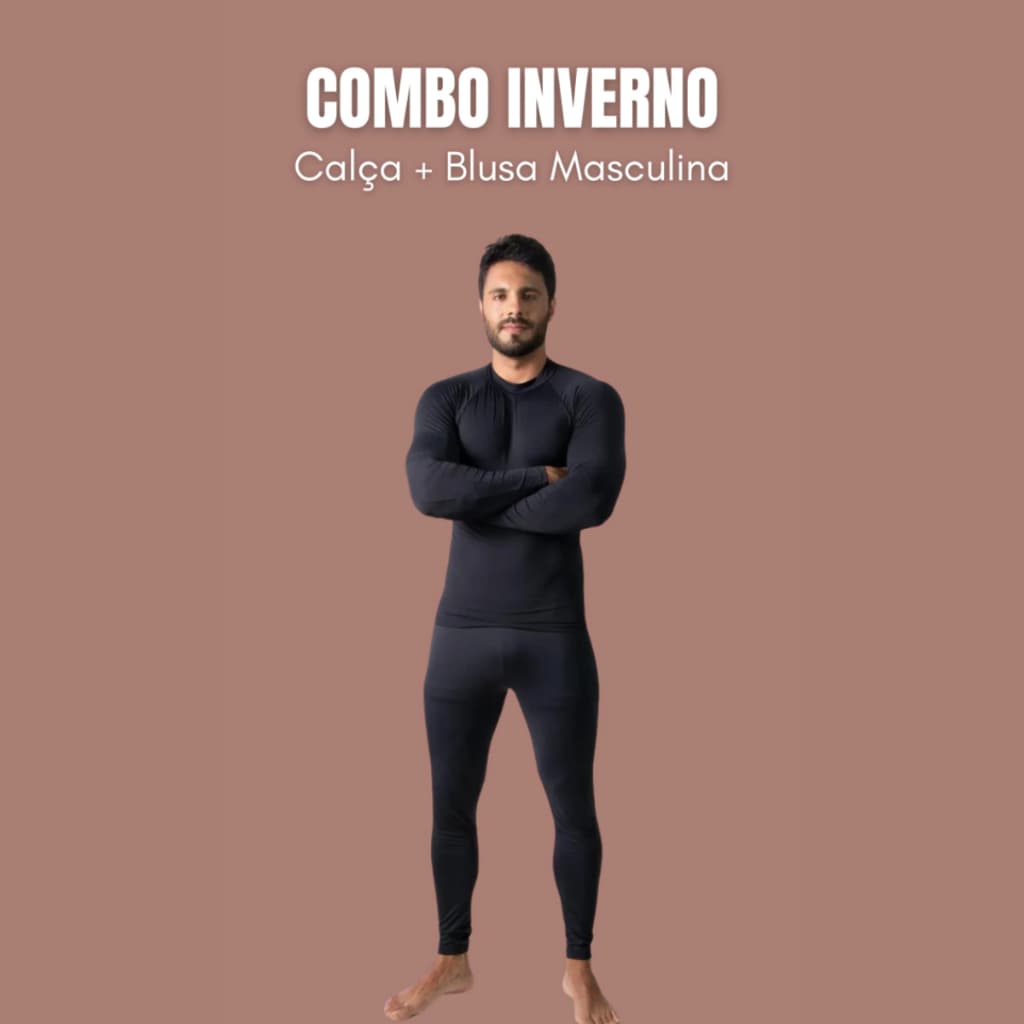 Combo Masculino Blusa Térmica Flanelada Calça Térmica Flanelada Inverno Conforto Quente Roupa Frio