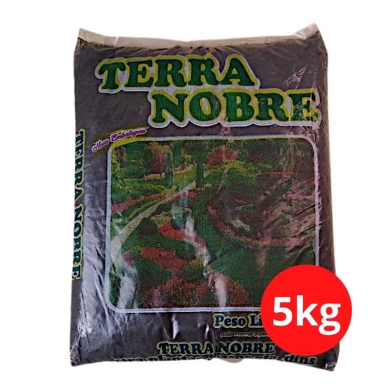 Terra Vegetal Adubada Terra Nobre 5kg para Plantas, Flores e Hortas 🌱