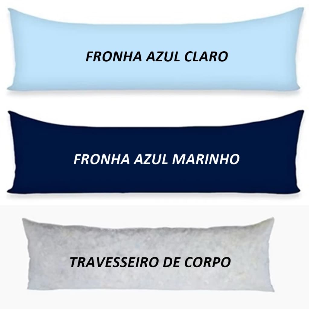 Kit 1 Travesseiro de corpo Xuxão com 2 fronhas 140 x 40 cm com ziper escondido