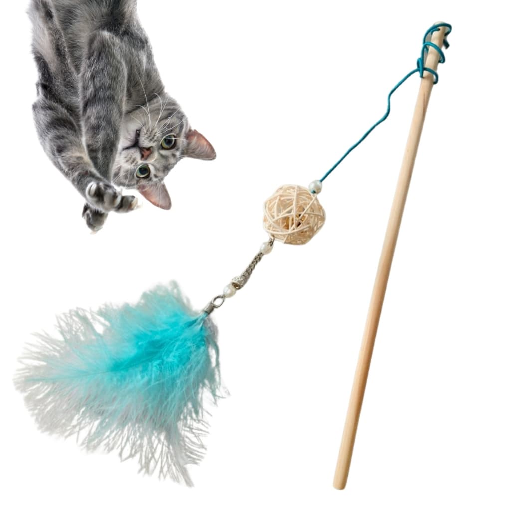Brinquedo Varinha Cat com Penas Funny Penacho Gatos Diversão