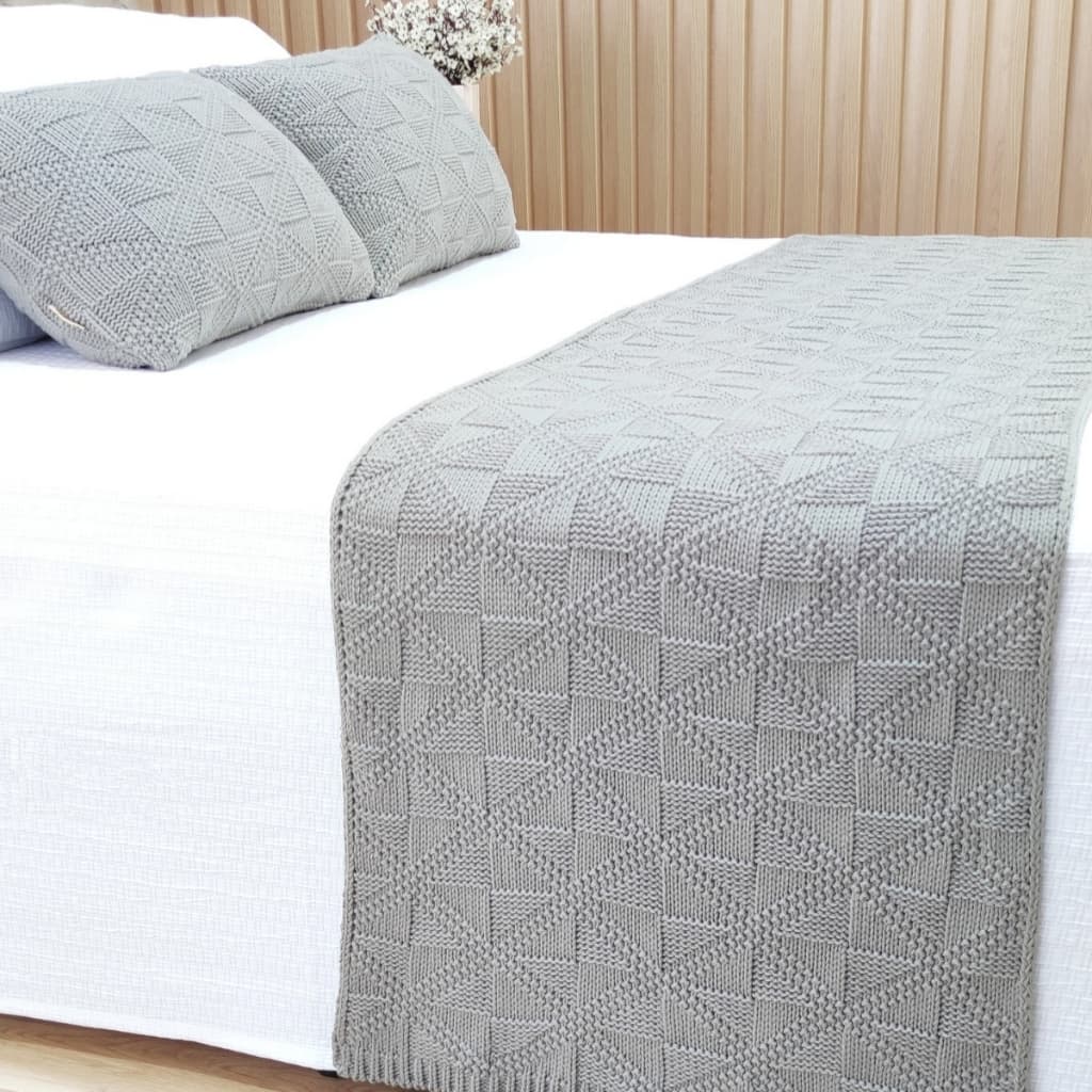 PESEIRA MANTA TRICÔ CAMA KING SOFÁ SALA 260X60cm +2 CAPA DE ALMOFADA 60X40cm Karen K01