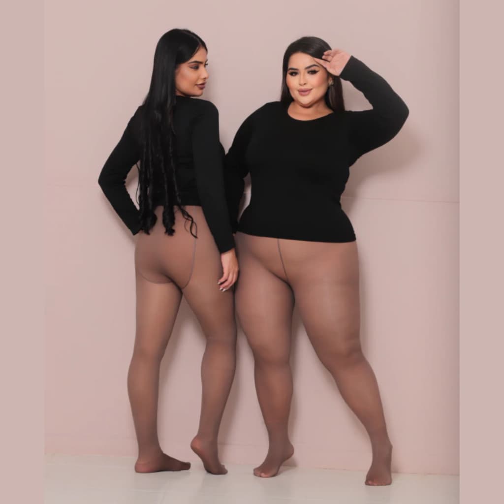 Meia Calça Térmica Marrom Feminina Peluciada Inverno Quente Conforto Elegante