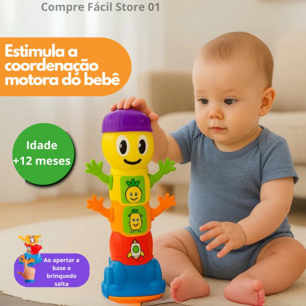 Pula Centopeia Brinquedo Infantil Sortido Coordenação Motora Bebês Criança Presente 1 ano Premium