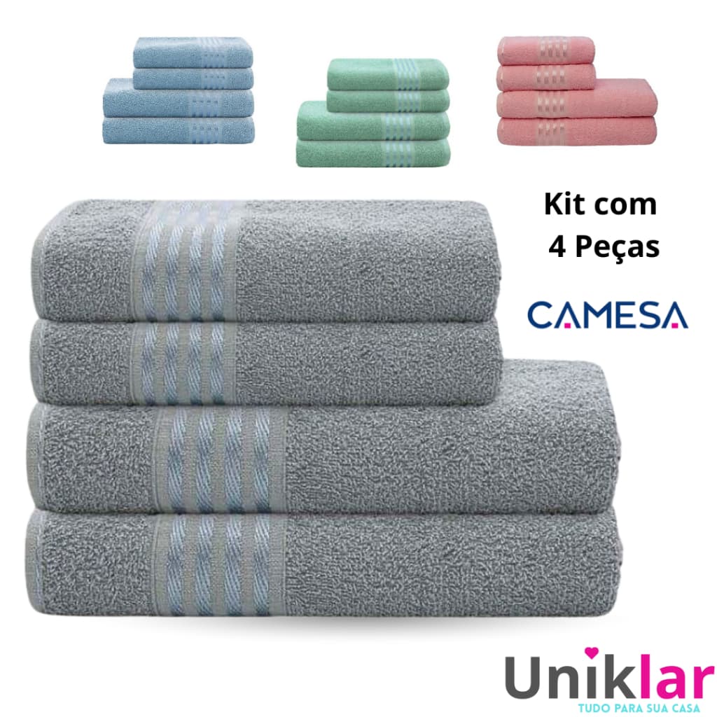 Kit 4 Peças Toalha de Banho e Rosto Gramatura 265g/m - Camesa