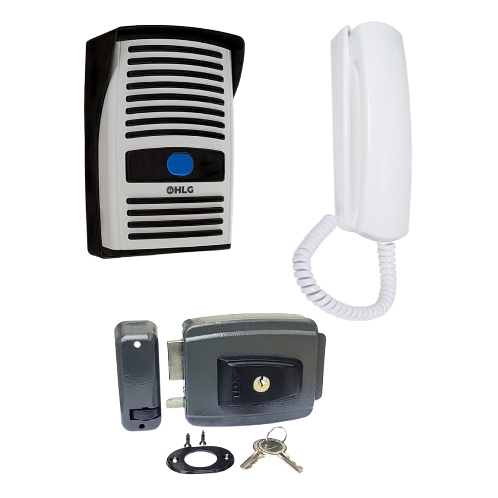 Kit Interfone Porteiro Eletrônico Residencial + Fechadura Elétrica 12V AGlinha