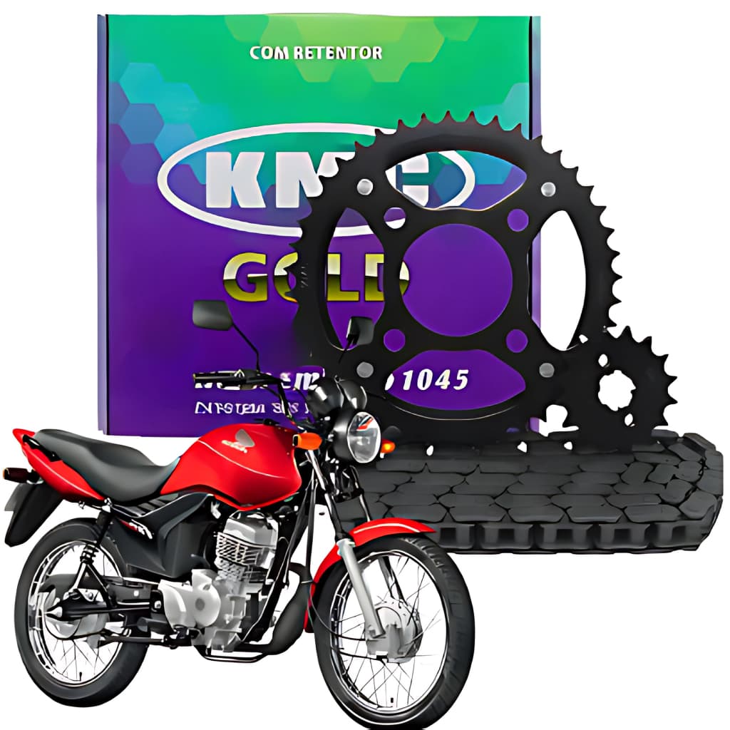 Kit Relacao Tracao Transmissao Honda Cg Titan Fan 125 2009 2010 2011 2012 2013 Com Retentor Original Kmc