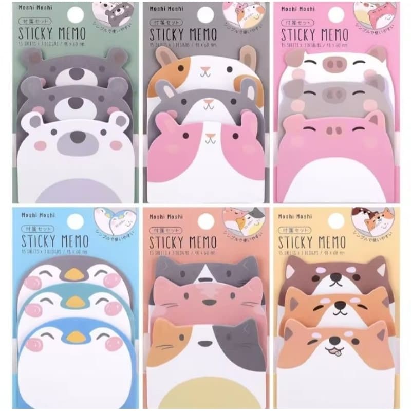 Bloco de anotações/Bloco de notas/Coelho/Gatinho/Pinguim/Urso/porquinho/Raposa/Marca páginas/Papelaria/Escolar