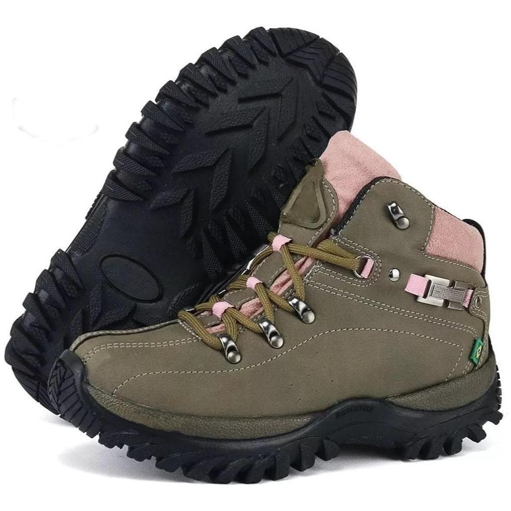Bota Adventure Feminina Em Couro Legítimo Com Palmilha De Gel E Solado Tratorado