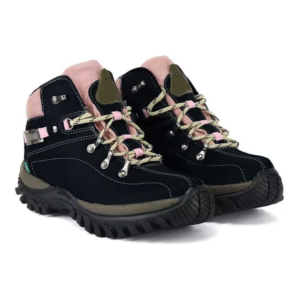 Bota Feminina Adventure De Couro Palmilha PU Solado Tratorado Para Trilha E Trabalho