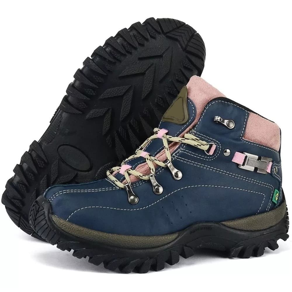 Bota Adventure Feminina De Couro Legítimo Com Palmilha De Gel PU Confortável