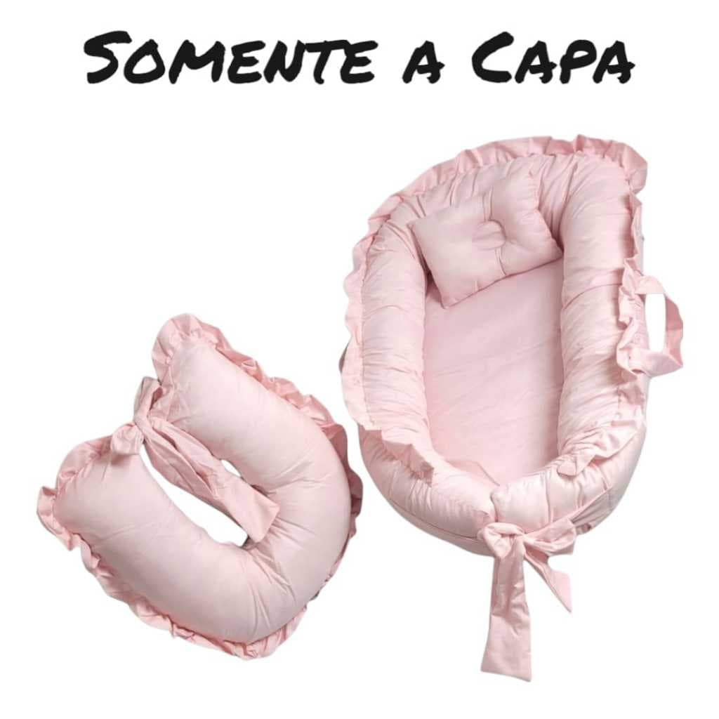 Capa Ninho Redutor de Berço E Almofada De Amamentação Laço E Zíper