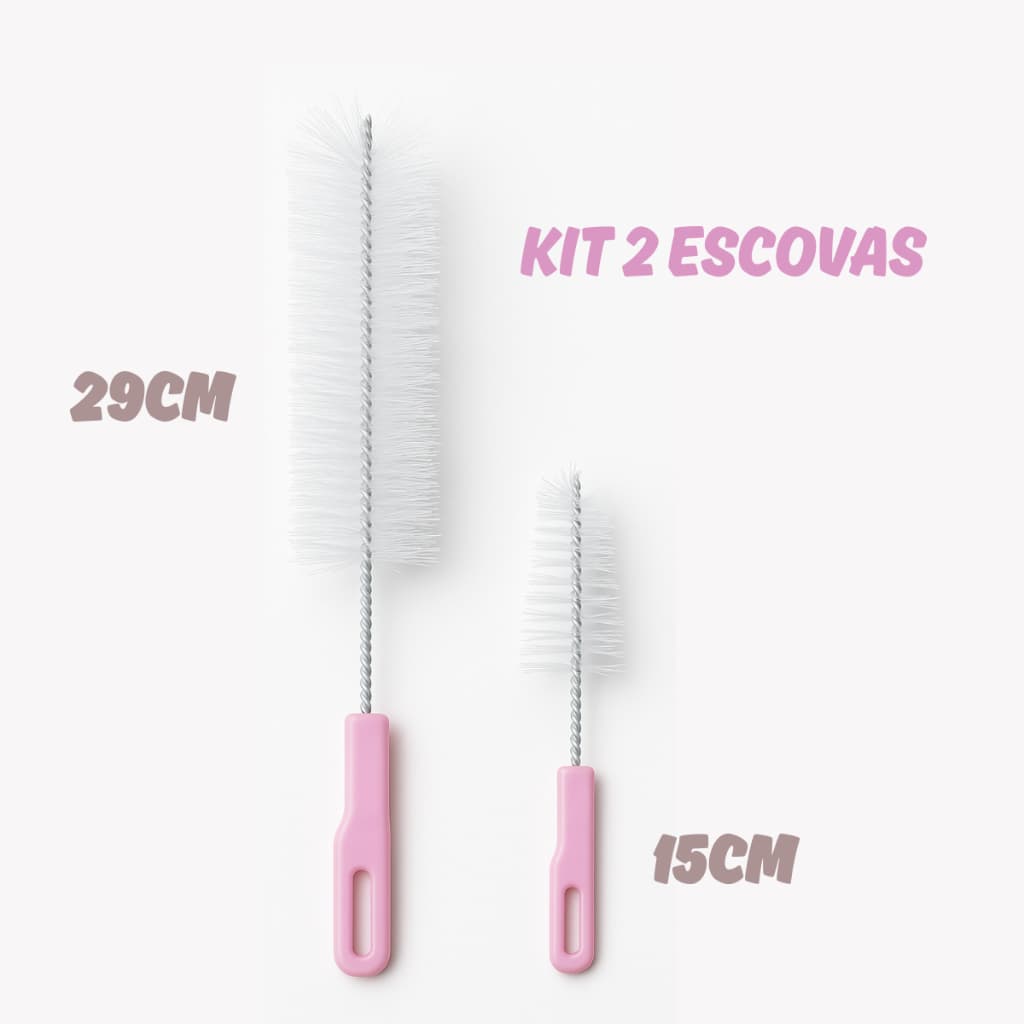Kit 2 Escovas Para Lavagem de Mamadeiras 29cm - 15cm