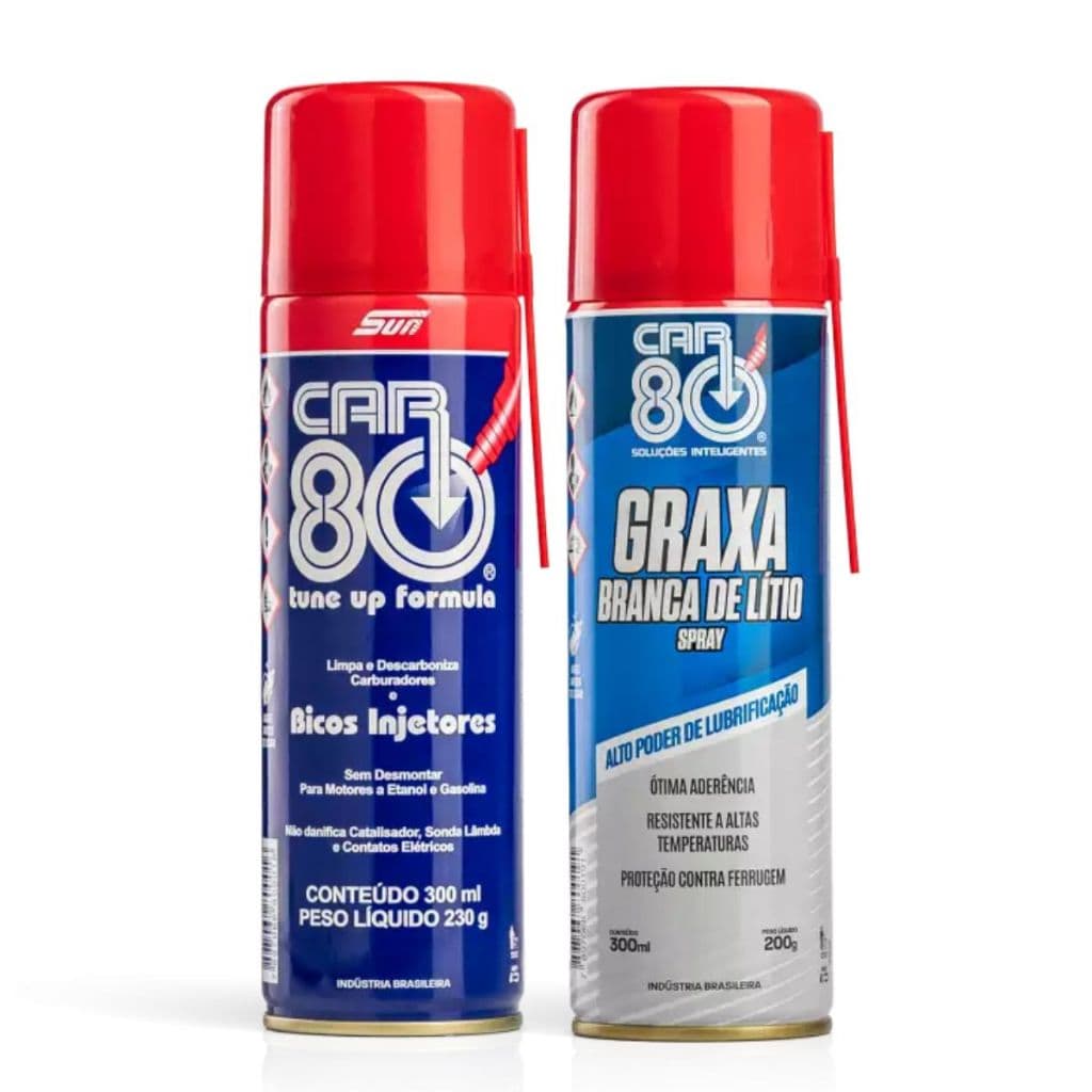 Kit Descarbonizante E Graxa Branca De Lítio Spray Car80