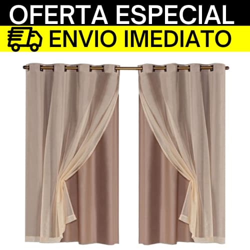 Cortina Blackout Blecaute Com Voil Liso 2,00 x 1,40 Mts Para Sala Quarto Escritorio Envio Imediato