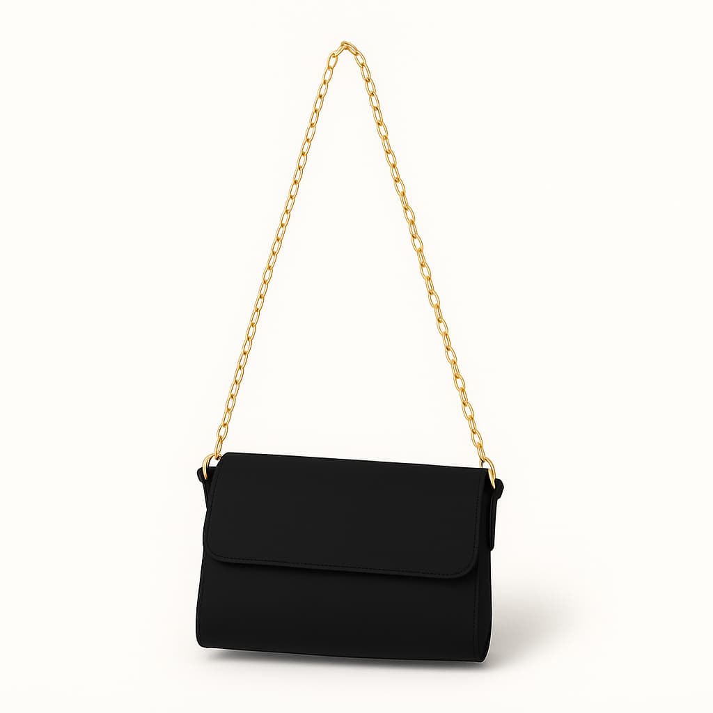 Bolsa Transversal de Ombro Preta com alça de Corrente